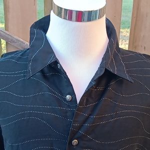 Men's  4 XL big and Tall black button up dress shirt gently used